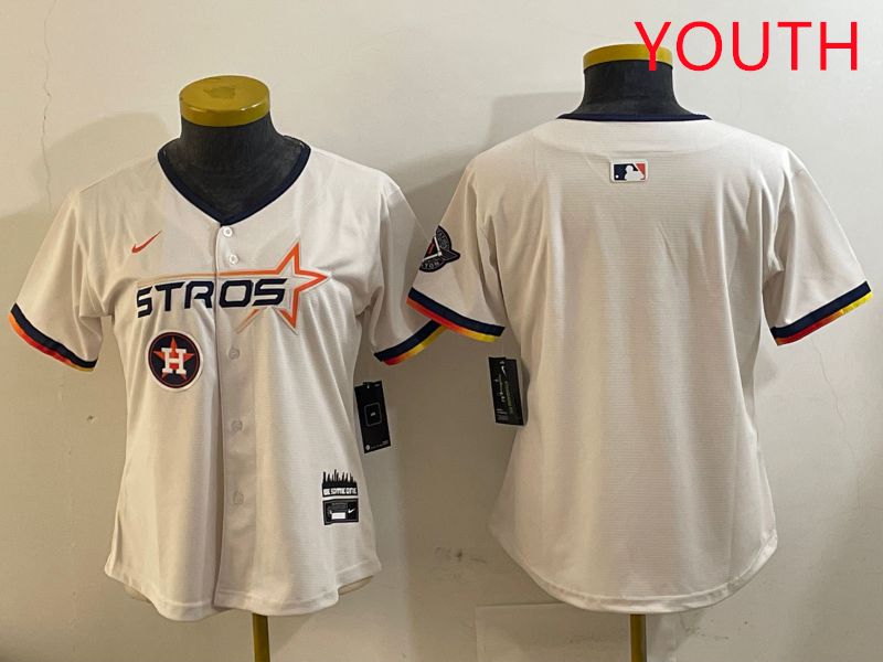 Youth Houston Astros Blank Cream Three generations Joint Name 2025 Nike MLB Jersey style 4104->youth mlb jersey->Youth Jersey